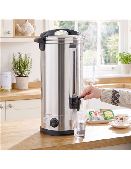 HOMCOM 24L Catering Urn, 2500W Stainless Steel Hot Water Boiler Dispenser with Thermostat, Keep Warm Function and Easy Pour Tap - pic 206974 | FastDaddyshop