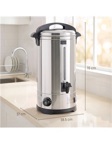HOMCOM 24L Catering Urn, 2500W Stainless Steel Hot Water Boiler Dispenser with Thermostat, Keep Warm Function and Easy Pour Tap