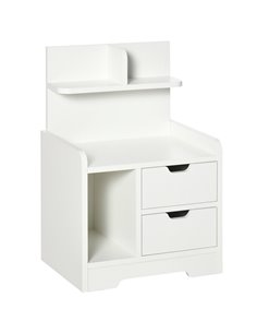 HOMCOM Bedside Table with 2 Drawers and Storage Shelves, Small Cabinet, White
