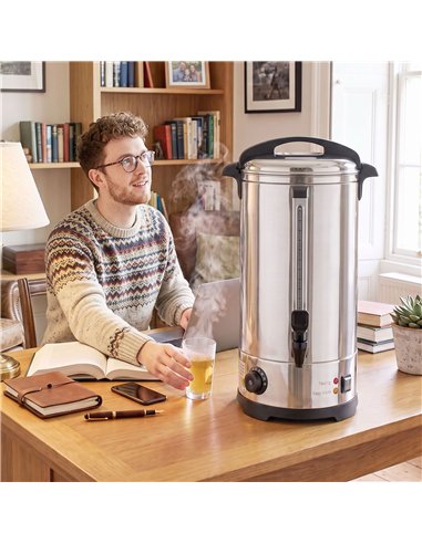 HOMCOM 24L Catering Urn, 2500W Stainless Steel Hot Water Boiler Dispenser with Thermostat, Keep Warm Function and Easy Pour Tap