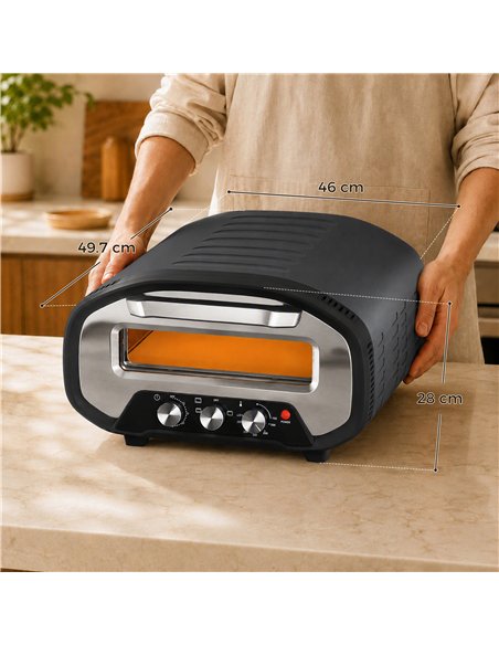 HOMCOM Electric Pizza Oven, Pizza Maker with 3 Knob Control and Ceramic Stone, Viewing Window, 2200W - pic 206984 | FastDaddyshop