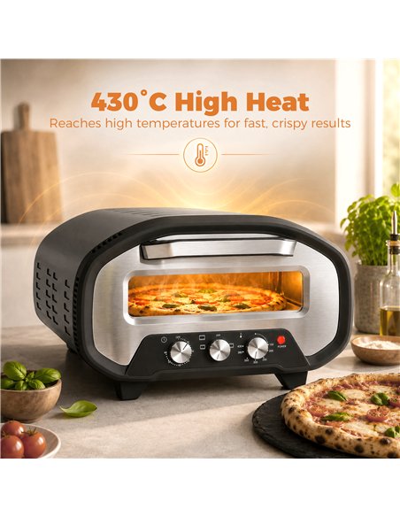 HOMCOM Electric Pizza Oven, Pizza Maker with 3 Knob Control and Ceramic Stone, Viewing Window, 2200W - pic 206985 | FastDaddyshop
