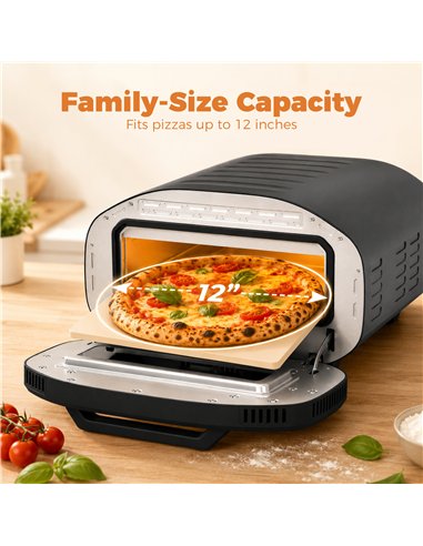 HOMCOM Electric Pizza Oven, Pizza Maker with 3 Knob Control and Ceramic Stone, Viewing Window, 2200W