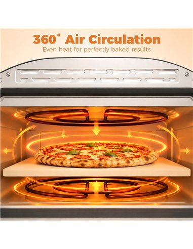 HOMCOM Electric Pizza Oven, Pizza Maker with 3 Knob Control and Ceramic Stone, Viewing Window, 2200W