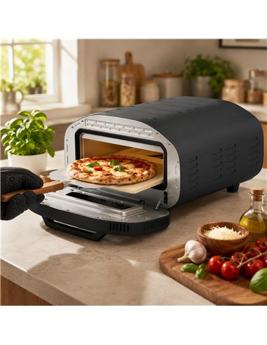 HOMCOM Electric Pizza Oven, Pizza Maker with 3 Knob Control and Ceramic Stone, Viewing Window, 2200W