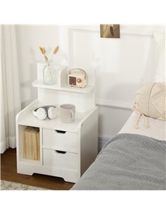 HOMCOM Bedside Table with 2 Drawers and Storage Shelves, Small Cabinet, White 2