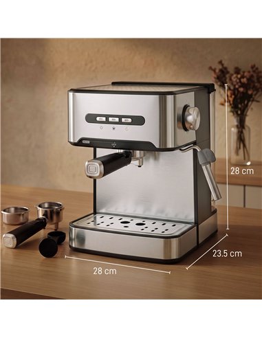 HOMCOM Espresso Machine, 20-Bar Semi Automatic Cappuccino Coffee Maker with Frother Wand, 1.6 L Water Tank, Black and Silver