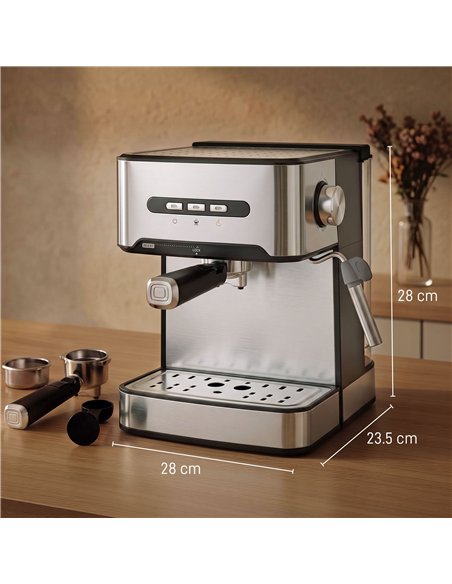 HOMCOM Espresso Machine, 20-Bar Semi Automatic Cappuccino Coffee Maker with Frother Wand, 1.6 L Water Tank, Black and Silver - pic 206993 | FastDaddyshop