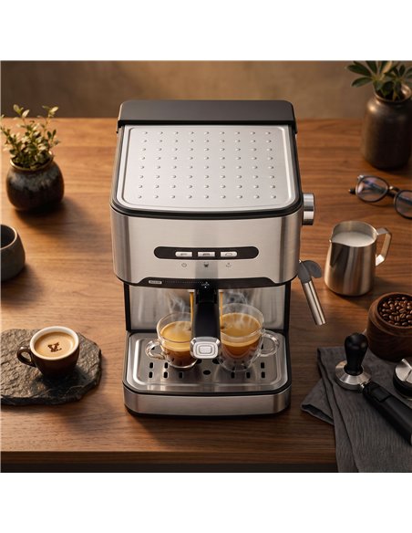 HOMCOM Espresso Machine, 20-Bar Semi Automatic Cappuccino Coffee Maker with Frother Wand, 1.6 L Water Tank, Black and Silver - pic 206999 | FastDaddyshop