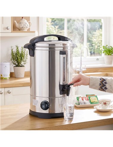 HOMCOM 6.5L Catering Urn, 1500W Stainless Steel Hot Water Boiler Dispenser with Thermostat, Keep Warm Function & Easy Pour Tap