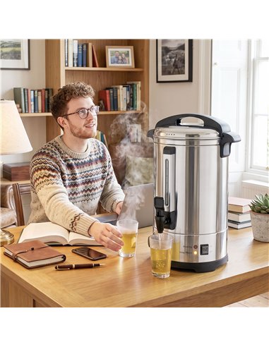 HOMCOM 6.5L Catering Urn, 1500W Stainless Steel Hot Water Boiler Dispenser with Thermostat, Keep Warm Function & Easy Pour Tap