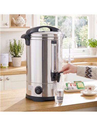 HOMCOM 13L Catering Urn, 2500W Stainless Steel Hot Water Boiler Dispenser with Thermostat, Keep Warm Function and Easy Pour Tap
