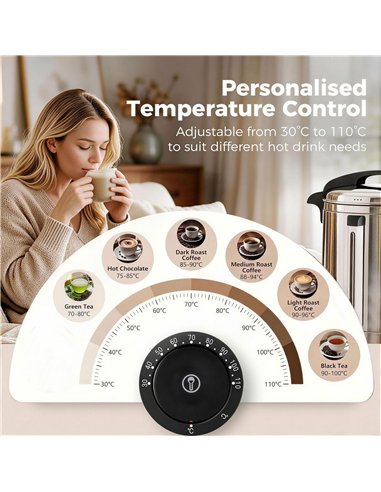 HOMCOM 13L Catering Urn, 2500W Stainless Steel Hot Water Boiler Dispenser with Thermostat, Keep Warm Function and Easy Pour Tap