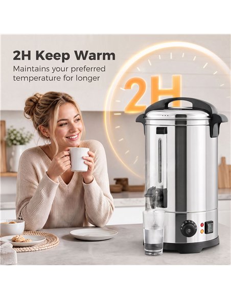 HOMCOM 13L Catering Urn, 2500W Stainless Steel Hot Water Boiler Dispenser with Thermostat, Keep Warm Function and Easy Pour Tap - pic 207014 | FastDaddyshop