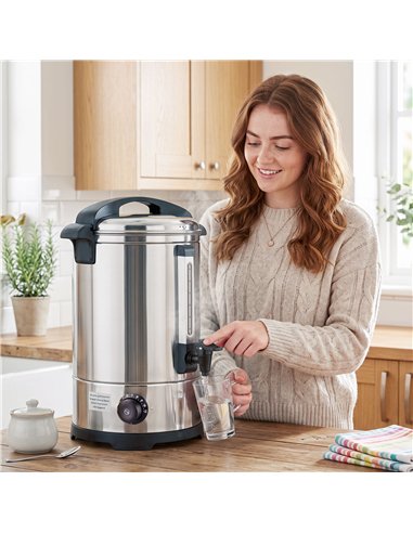 HOMCOM 13L Catering Urn, 2500W Stainless Steel Hot Water Boiler Dispenser with Thermostat, Keep Warm Function and Easy Pour Tap