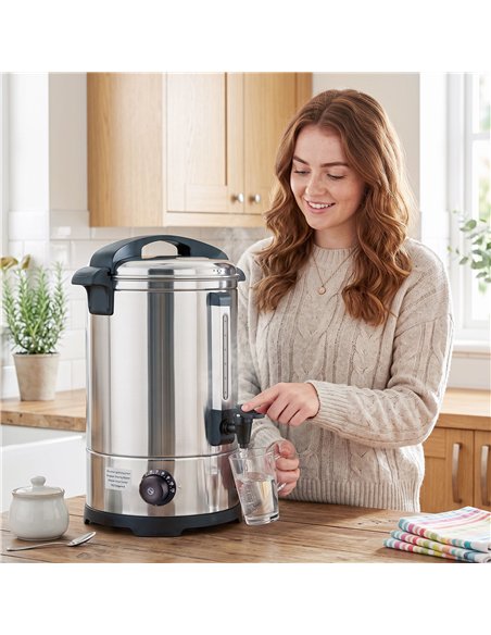 HOMCOM 13L Catering Urn, 2500W Stainless Steel Hot Water Boiler Dispenser with Thermostat, Keep Warm Function and Easy Pour Tap - pic 207017 | FastDaddyshop