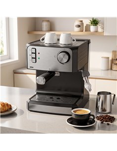 HOMCOM Espresso Machine, 20-Bar Semi Automatic Cappuccino Coffee Maker with Frother Wand, 1.6 L Water Tank, Black 2