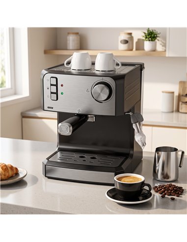 HOMCOM Espresso Machine, 20-Bar Semi Automatic Cappuccino Coffee Maker with Frother Wand, 1.6 L Water Tank, Black