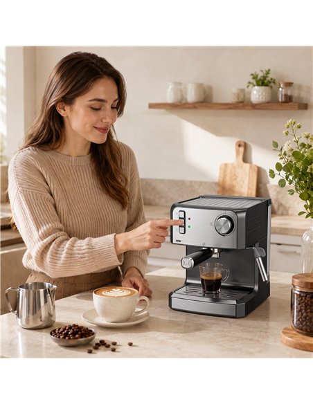HOMCOM Espresso Machine, 20-Bar Semi Automatic Cappuccino Coffee Maker with Frother Wand, 1.6 L Water Tank, Black - pic 207025 | FastDaddyshop