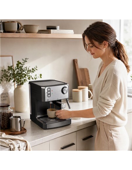 HOMCOM Espresso Machine, 20-Bar Semi Automatic Cappuccino Coffee Maker with Frother Wand, 1.6 L Water Tank, Black - pic 207026 | FastDaddyshop