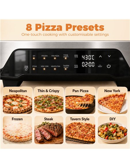HOMCOM Electric Pizza Oven, 12 Inch Pizza Maker with 8 Preset Modes and Ceramic Stone, 2200W - pic 207031 | FastDaddyshop