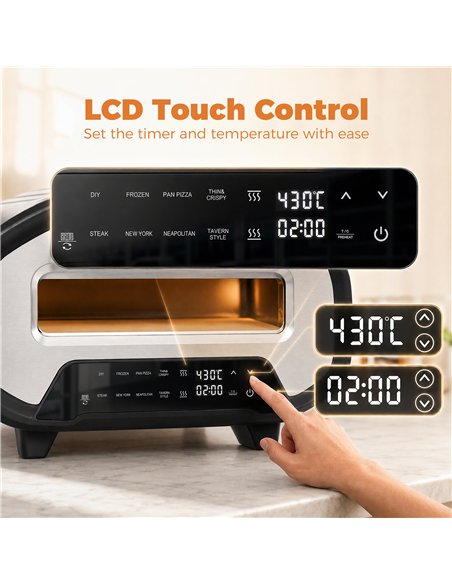 HOMCOM Electric Pizza Oven, 12 Inch Pizza Maker with 8 Preset Modes and Ceramic Stone, 2200W - pic 207032 | FastDaddyshop