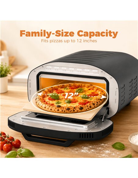 HOMCOM Electric Pizza Oven, 12 Inch Pizza Maker with 8 Preset Modes and Ceramic Stone, 2200W - pic 207033 | FastDaddyshop