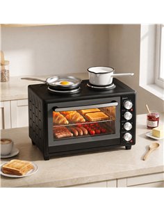 HOMCOM 36L Mini Oven with Dual Hot Plates, Electric Countertop Cooker with Convection, 90–230°C Adjustable Temperature 2