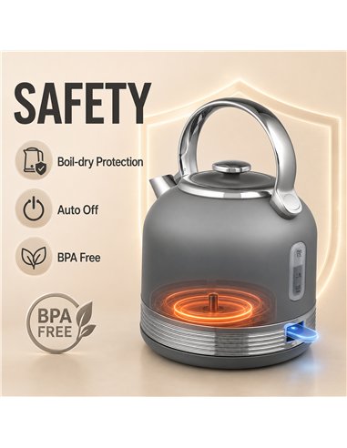 HOMCOM Stainless Steel Kettle and Toaster Set, 1.7L 3000W Cordless Fast Boil Kettle, 4 Slice Toaster Kitchen Set, Grey