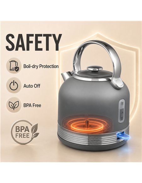 HOMCOM Stainless Steel Kettle and Toaster Set, 1.7L 3000W Cordless Fast Boil Kettle, 4 Slice Toaster Kitchen Set, Grey - pic 207060 | FastDaddyshop