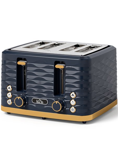 HOMCOM Toaster, Toaster 4 Slice with 7 Browning Levels, High Lift, Reheat/Defrost/Cancel, Dark Blue - pic 207063 | FastDaddyshop