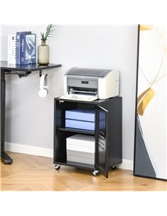 HOMCOM Industrial Mobile Storage Cabinet with Adjustable Shelf, Wheels, Metal Door, Black 2