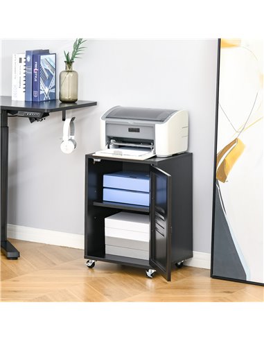 HOMCOM Industrial Mobile Storage Cabinet with Adjustable Shelf, Wheels, Metal Door, Black