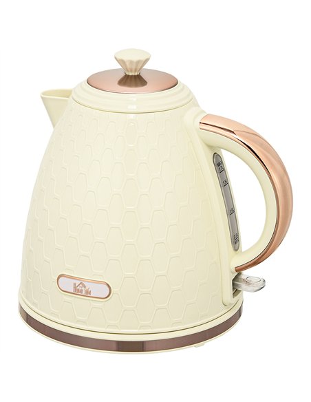HOMCOM Electric Kettle, 1.7L, Fast Boil, 3000W Cordless Water Kettle with Removable Washable Anti-scale Filter, Beige - pic 207072 | FastDaddyshop