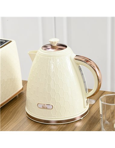 HOMCOM Electric Kettle, 1.7L, Fast Boil, 3000W Cordless Water Kettle with Removable Washable Anti-scale Filter, Beige