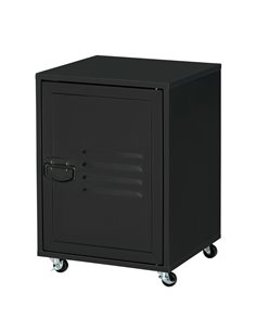 HOMCOM Industrial Mobile Storage Cabinet with Adjustable Shelf, Wheels, Metal Door, Black