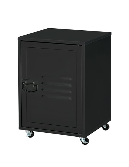 HOMCOM Industrial Mobile Storage Cabinet with Adjustable Shelf, Wheels, Metal Door, Black - pic 20708 | FastDaddyshop