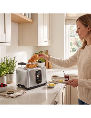 HOMCOM 2 Slice Smart Toaster with Touch Screen & LED Countdown, Toaster with Warming Rack, 6 Browning Levels, Memory Function