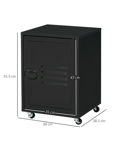 HOMCOM Industrial Mobile Storage Cabinet with Adjustable Shelf, Wheels, Metal Door, Black - pic 20709 | FastDaddyshop