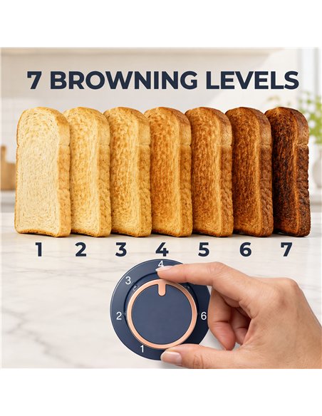 HOMCOM Toaster 4 slice, Toaster with 7 Browning Levels, High Lift, Reheat/Defrost/Cancel, Self-centring Function, Dark Blue - pic 207095 | FastDaddyshop