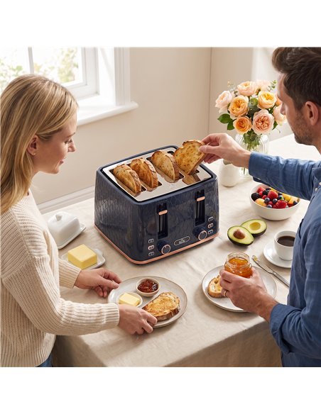 HOMCOM Toaster 4 slice, Toaster with 7 Browning Levels, High Lift, Reheat/Defrost/Cancel, Self-centring Function, Dark Blue - pic 207097 | FastDaddyshop