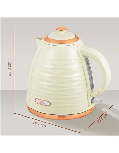 HOMCOM 3kW Rapid Boil Honeycomb Kettle - Cream White