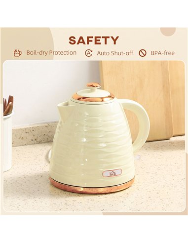 HOMCOM 3kW Rapid Boil Honeycomb Kettle - Cream White