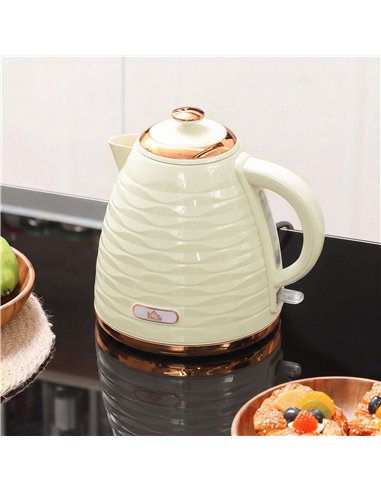 HOMCOM 3kW Rapid Boil Honeycomb Kettle - Cream White