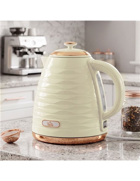 HOMCOM 3kW Rapid Boil Honeycomb Kettle - Cream White - pic 207107 | FastDaddyshop