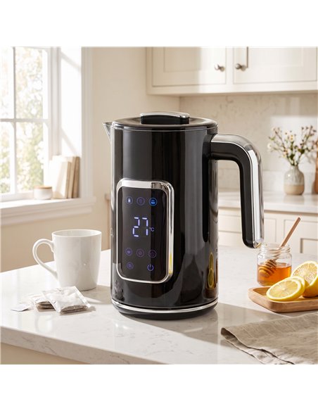 HOMCOM Electric Kettle, 1.7L Fast Boil 3000W Water Kettle with LED Display, Adjustable Temperature, Keep Warm Function, Black - pic 207109 | FastDaddyshop