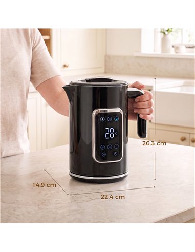 HOMCOM Electric Kettle, 1.7L Fast Boil 3000W Water Kettle with LED Display, Adjustable Temperature, Keep Warm Function, Black
