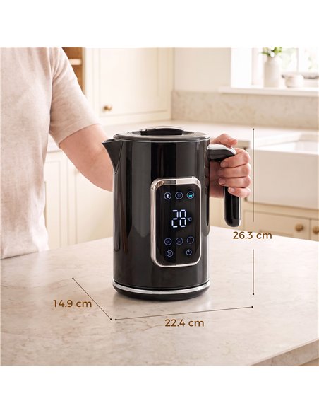 HOMCOM Electric Kettle, 1.7L Fast Boil 3000W Water Kettle with LED Display, Adjustable Temperature, Keep Warm Function, Black - pic 207110 | FastDaddyshop
