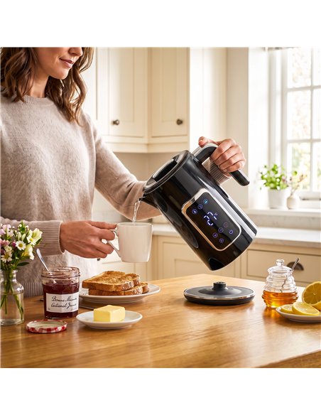 HOMCOM Electric Kettle, 1.7L Fast Boil 3000W Water Kettle with LED Display, Adjustable Temperature, Keep Warm Function, Black - pic 207115 | FastDaddyshop