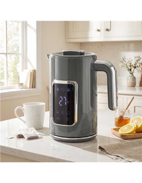 HOMCOM Electric Kettle, 1.7L Fast Boil 3000W Water Kettle with LED Display, Adjustable Temperature, Keep Warm Function, Grey - pic 207118 | FastDaddyshop